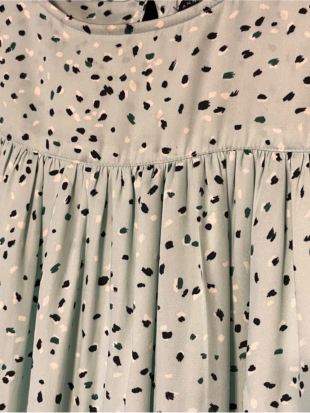Light Mint Polka Dot Tie-Neck Blouse by Ann Taylor
